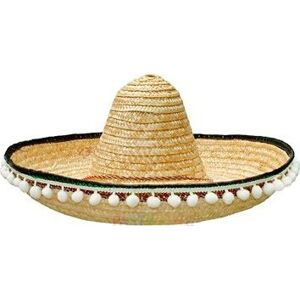 Slamený klobúk sombrero s brmbolcami – Mexiko 50 cm