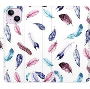 iSaprio flip pouzdro Colorful Feathers pro iPhone 14 Plus