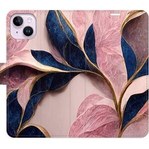 iSaprio flip pouzdro Pink Leaves pro iPhone 14 Plus