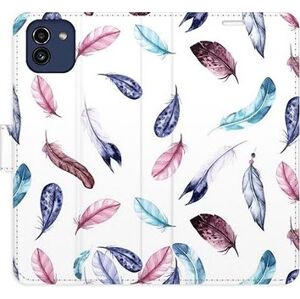 iSaprio flip pouzdro Colorful Feathers pro Samsung Galaxy A03