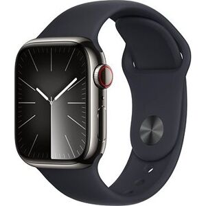 Apple Watch Series 9 41 mm Cellular Grafitovo sivý nerez s temne atramentovým remienkom – S/M
