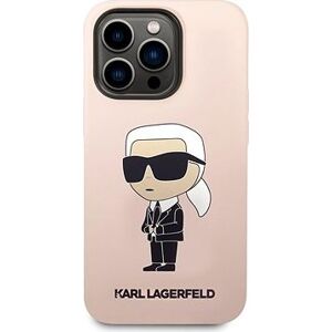 Karl Lagerfeld Liquid Silicone Ikonik NFT Zadný Kryt pre iPhone 14 Pro Pink