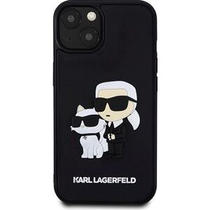 Karl Lagerfeld 3D Rubber Karl and Choupette Zadný Kryt na iPhone 14 Black