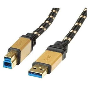 ROLINE Gold USB 3.0 SuperSpeed USB 3.0 A(M) -> USB 3.0 B(M), 3 m - čierno/zlatý