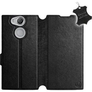 Flip puzdro na mobil Sony Xperia XA2 – Čierne – kožené – Black Leather