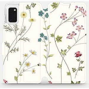 Flipové puzdro na mobil Samsung Galaxy A41 – MD03S Tenké rastlinky s kvetmi
