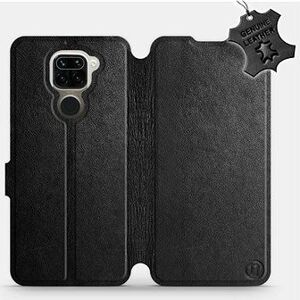 Flip puzdro na mobil Xiaomi Redmi Note 9 – Čierne – kožené – Black Leather