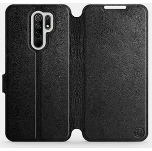 Flip pouzdro na mobil Xiaomi Redmi 9 - Černé - kožené - Black Leather