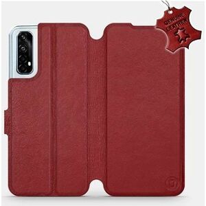 Flipové puzdro na mobil Realme 7 – Tmavo červené – kožené – Dark Red Leather