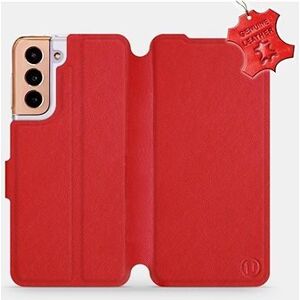 Flip puzdro na mobil Samsung Galaxy S21 5G – Červené – kožené – Red Leather
