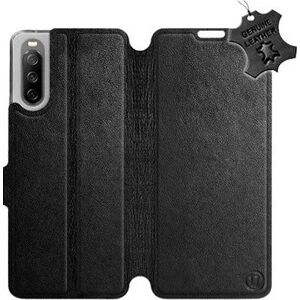 Kožené flip puzdro na mobil Sony Xperia 10 III – Čierne – Black Leather