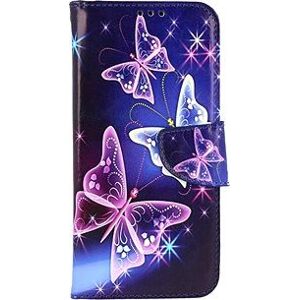 TopQ Pouzdro Samsung A54 5G knížkové Modré s motýlky 94312