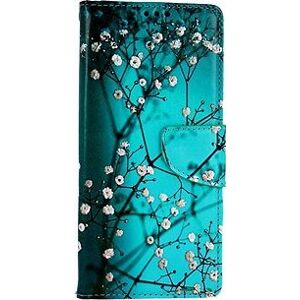 TopQ Pouzdro Samsung A14 5G knížkové Modré s květy 94251