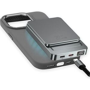 4smarts Wireless OneStyle with MagSafe compatible case for Apple iPhone 15 Pro, 5000 mAh, gray