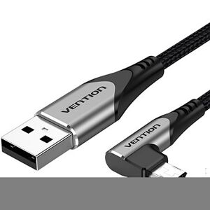 Vention Reversible 90° USB 2.0 -> microUSB Cotton Cable Gray 2 m Aluminium Alloy Type