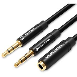 Vention 2× 3,5 mm Male to 3,5 mm Female Audio Cable 0,3 m Black ABS Type