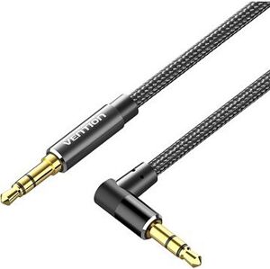 Vention Cotton Braided 3,5 mm Male to Male Right Angle Audio Cable 2M Black Aluminum Alloy Type