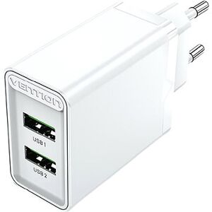 Vention 2-Port USB (A+A) Wall Charger (18 W) White